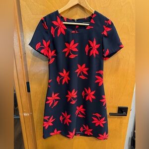 Banana Republic Navy and Red Patterned Dress